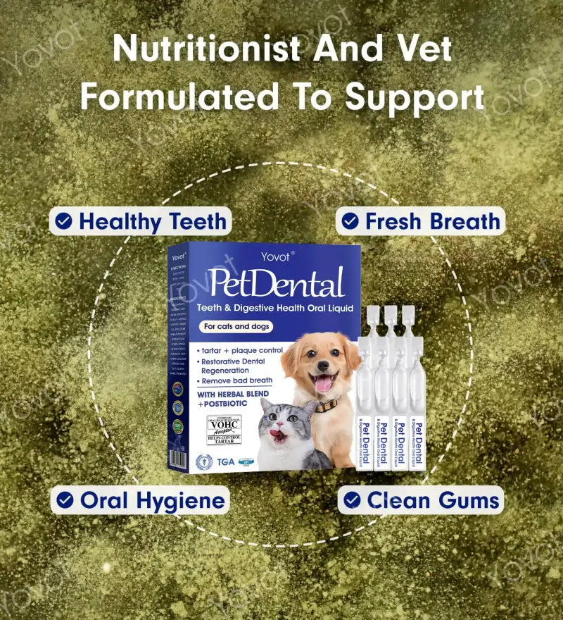 [Official Store] Yovot® Pet Dental & Digestive Health Oral Liquid – Freshen Breath, Remove Tartar & Promote gum regeneration, stabilize teeth (for Cats & Dogs)  – Save 70% Today!