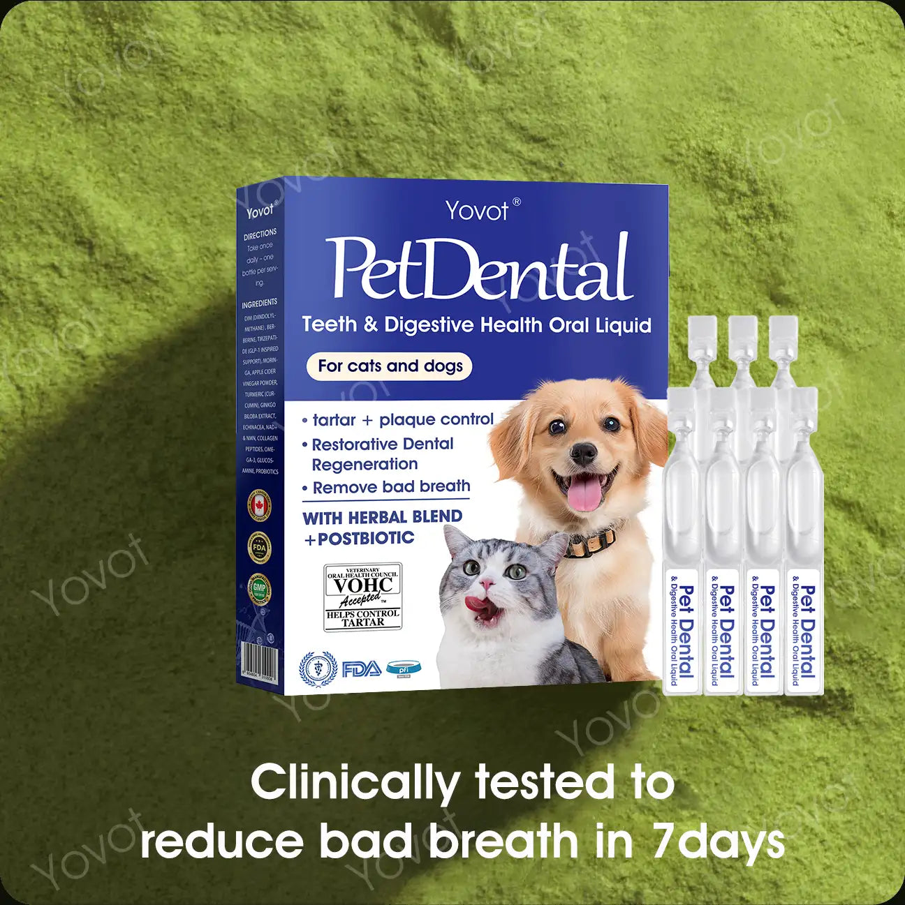 [Official Store] Yovot® Pet Dental & Digestive Health Oral Liquid – Freshen Breath, Remove Tartar & Promote gum regeneration, stabilize teeth (for Cats & Dogs)  – Save 70% Today!